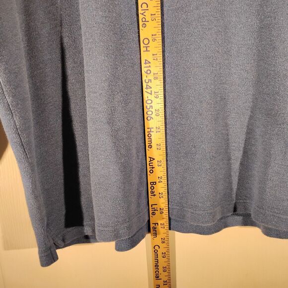 L.L. Bean henley thermal tshirt mens L large blue waffle knit long sleeve 187244 - Picture 5 of 7